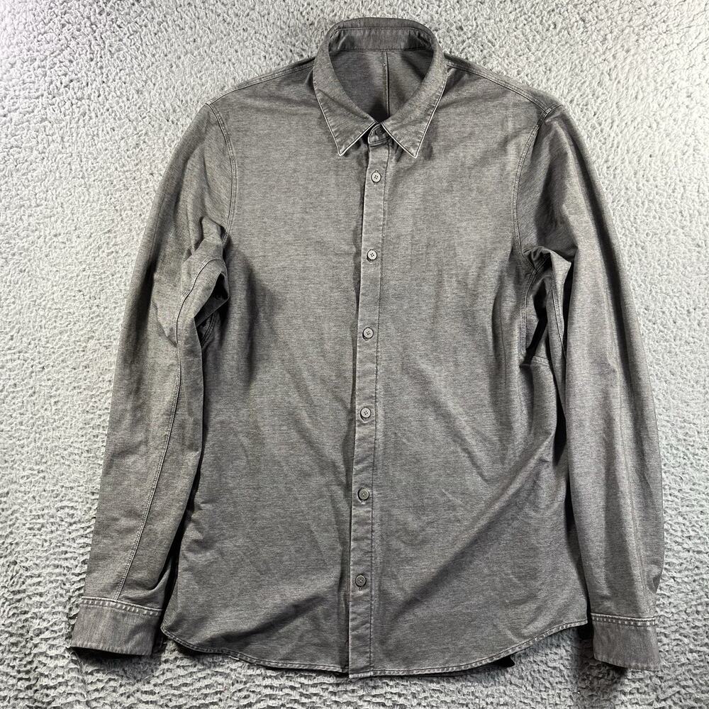 Lululemon Commission Shirt Mens Small Gray Long Sleeve Button Down Performance
